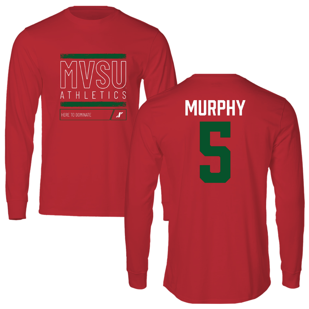 Mississippi Valley State University Basketball Red Dominate Performance Long Sleeve - #5 Jaeda Murphy