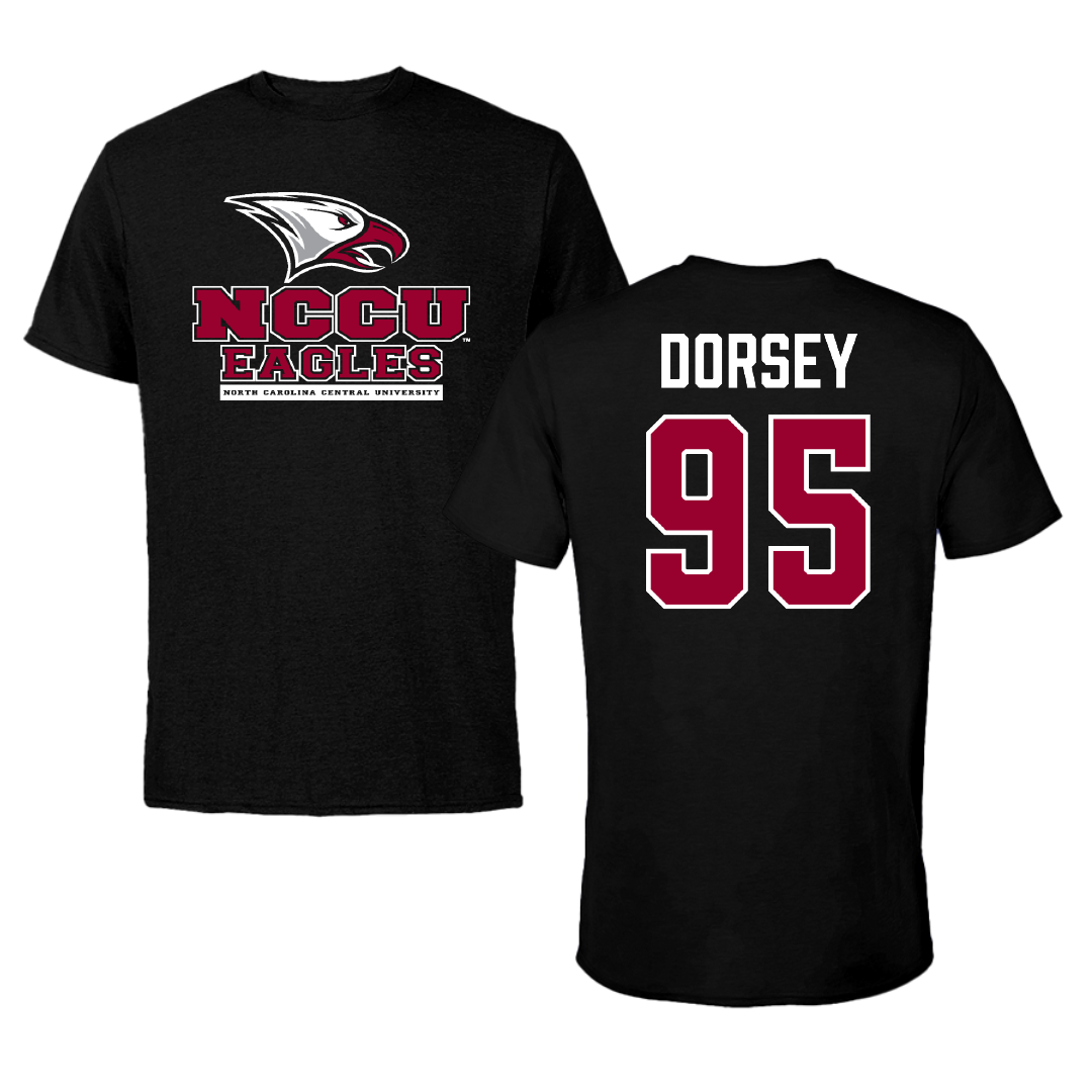 North Carolina Central University Football Black Performance Tee - #95 Gary Dorsey