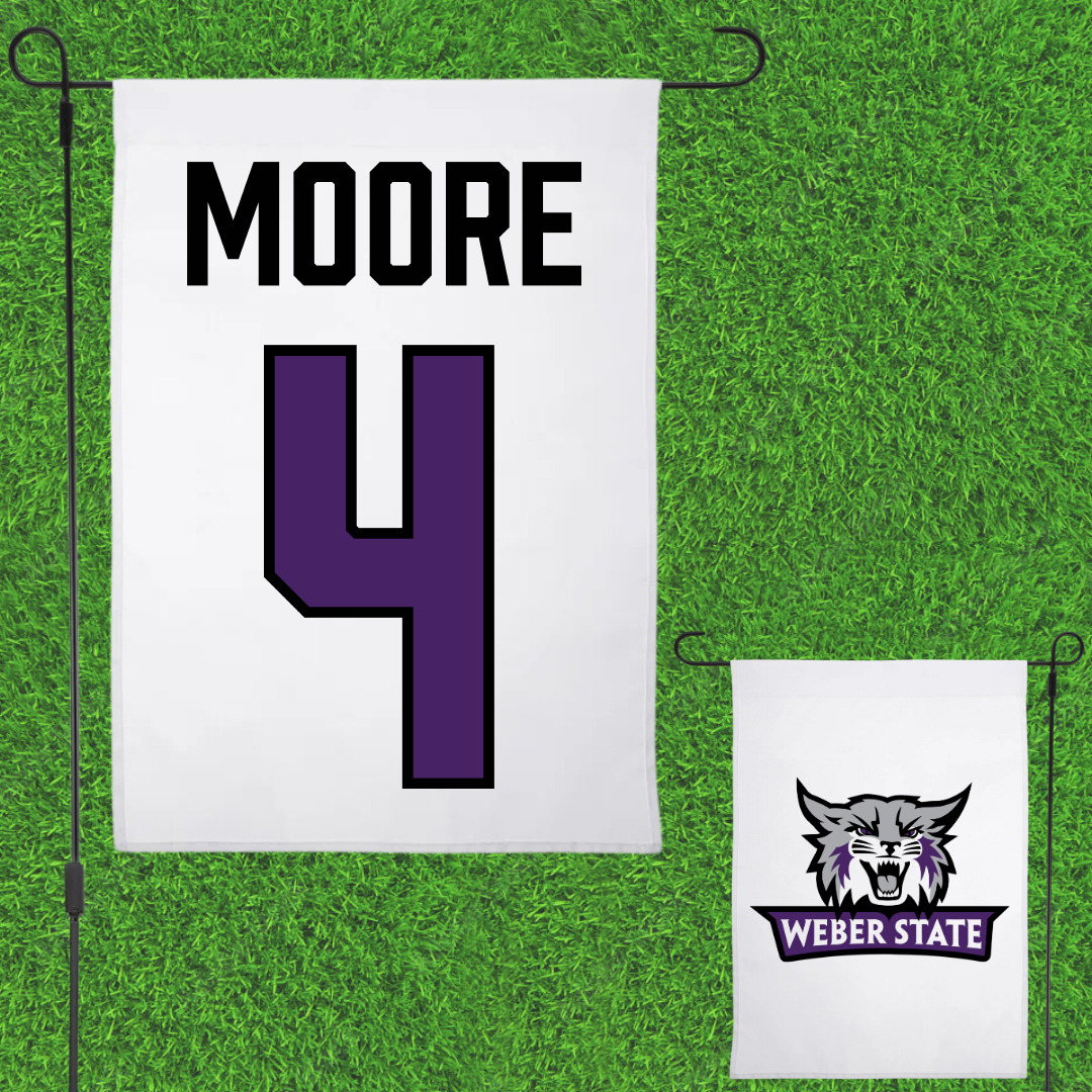 Weber State University Basketball White Garden Flag - #4 Anthony Moore