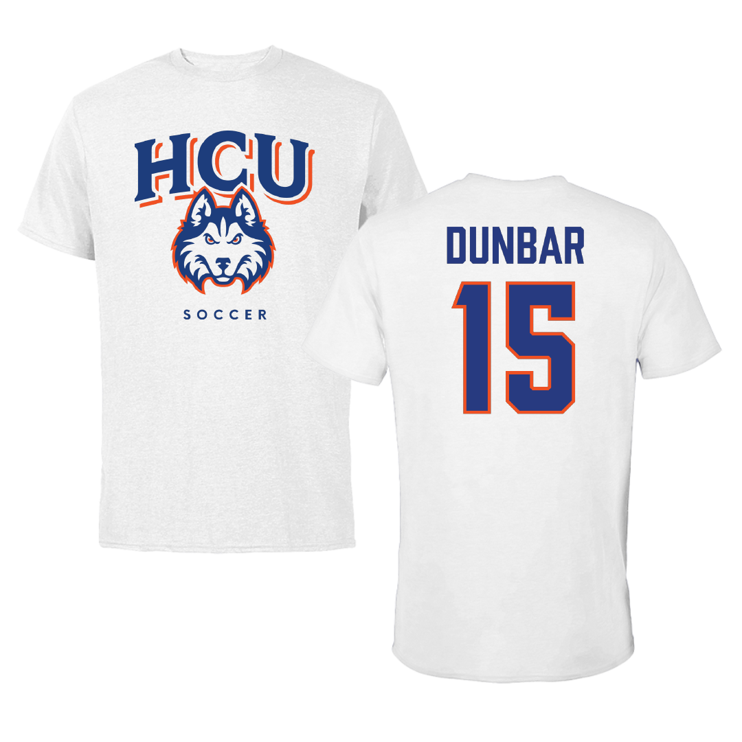 Houston Christian University Soccer (W) White Tee - #15 Brynn Dunbar