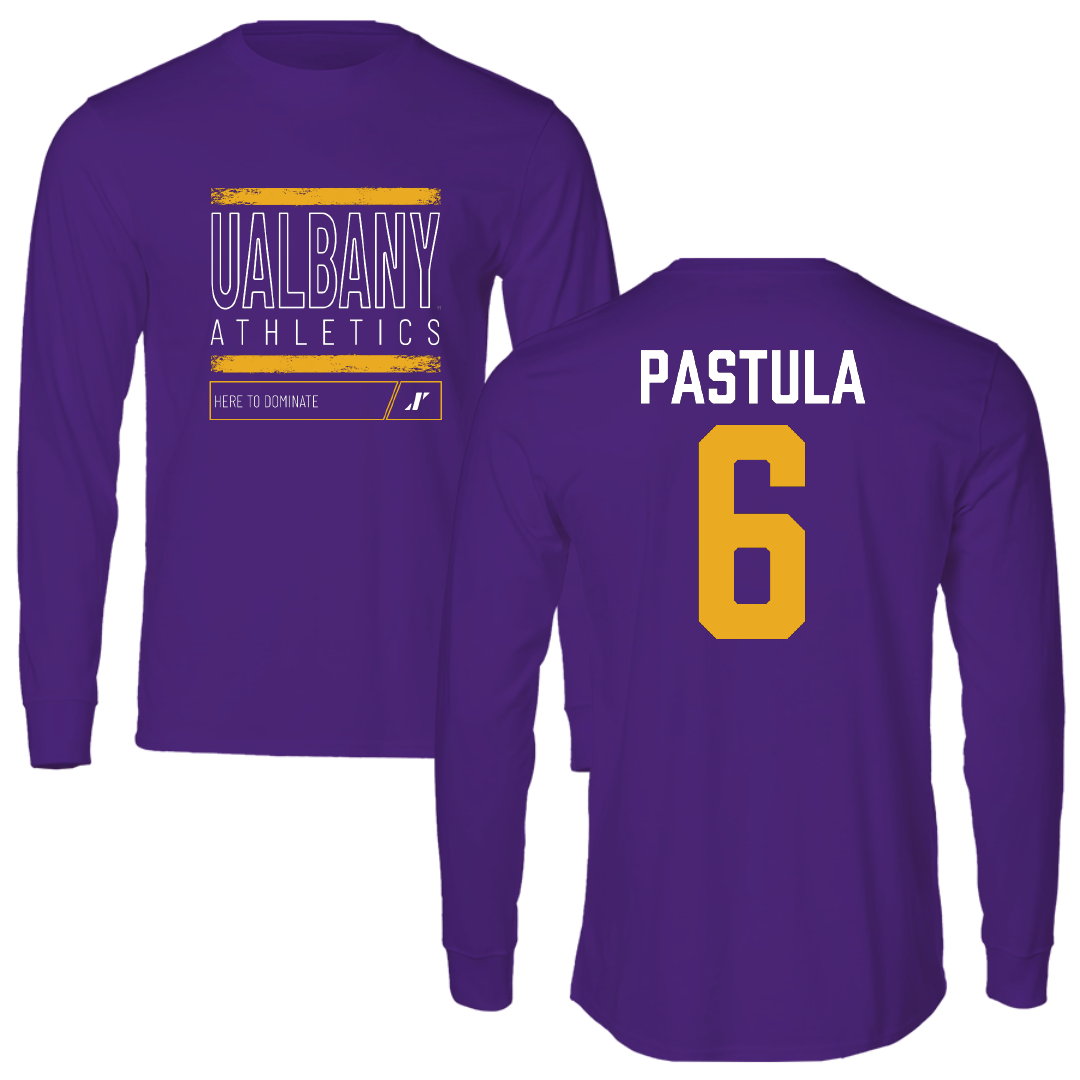University at Albany Football Purple Dominate Performance Long Sleeve - #6 Tyler Pastula