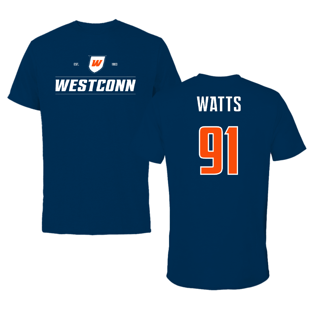 Western Connecticut State University Football Navy General Performance Tee - #91 Avery Watts