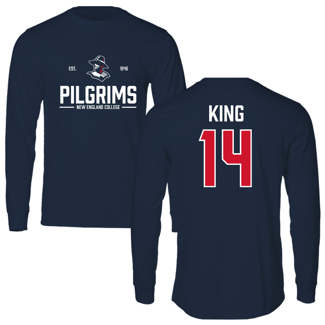 New England College Soccer Navy General Performance Long Sleeve - #14 Aubrey King