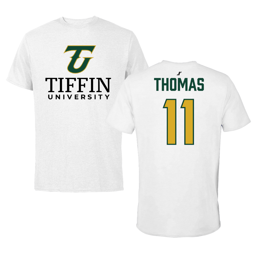 Tiffin University Basketball (M) White Tee - #11 Naazir Thomas