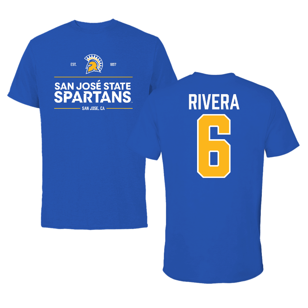San Jose State University Soccer Blue General Tee - #6 Gilberto Rivera