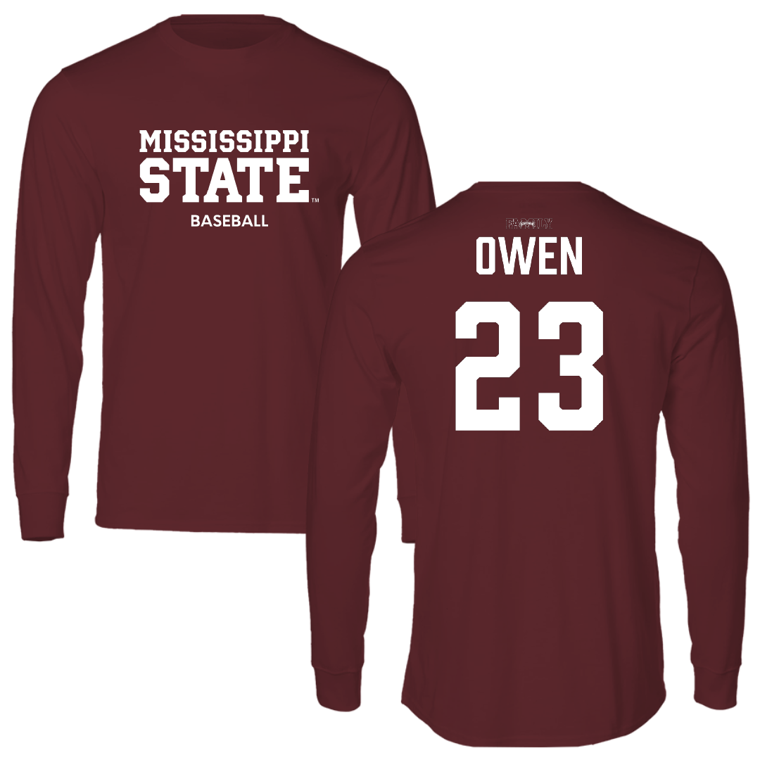 Mississippi State University Baseball Maroon Long Sleeve - #23 Jackson Owen