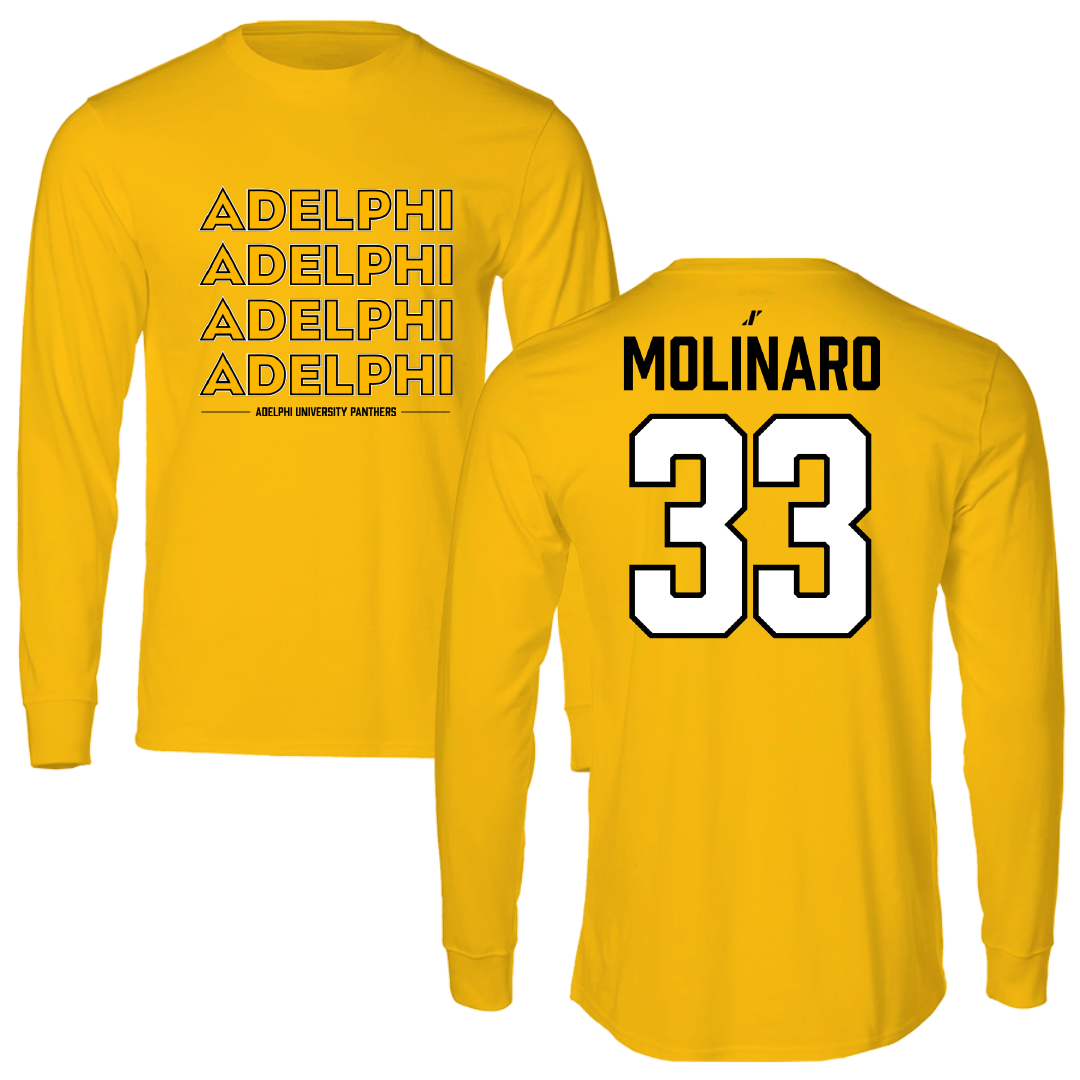 Adelphi University Baseball Gold General Long Sleeve - #33 Bobby Molinaro