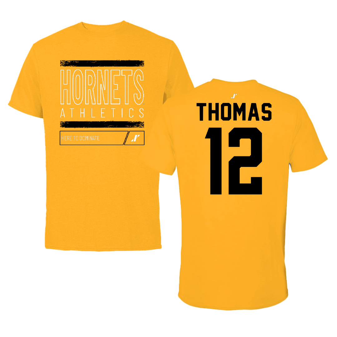 Alabama State University Flag Football Gold Dominate Tee - #12 Harmonie Thomas