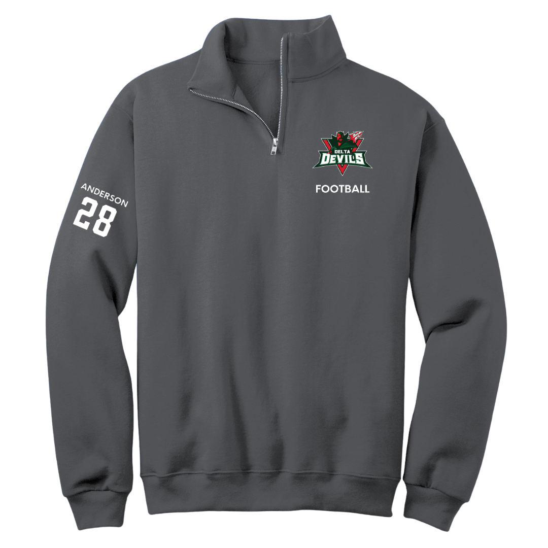 Mississippi Valley State University Football Dark Gray Quarter-Zip - #28 Jordan Anderson