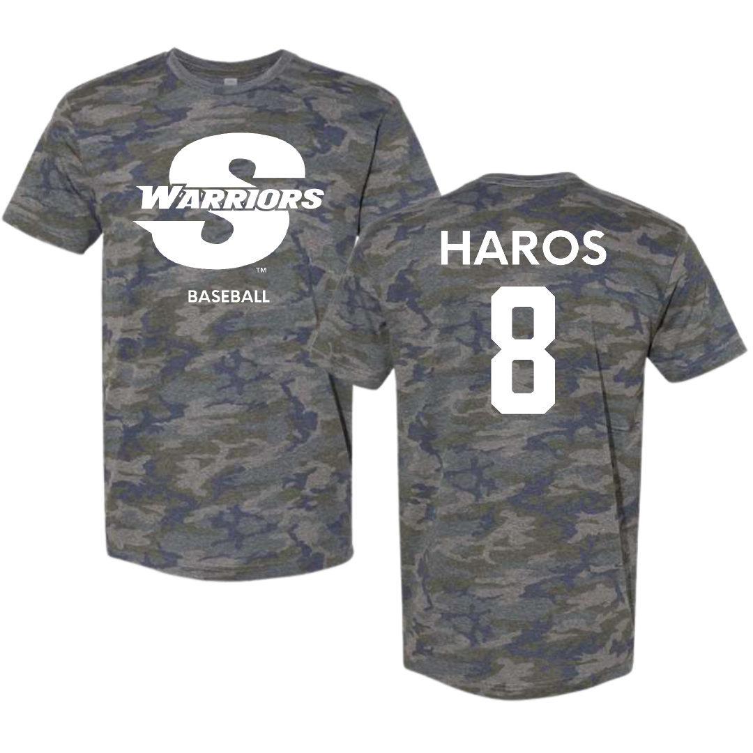Stanislaus State Baseball Vintage Camo Tee - #8 Jacob Haros