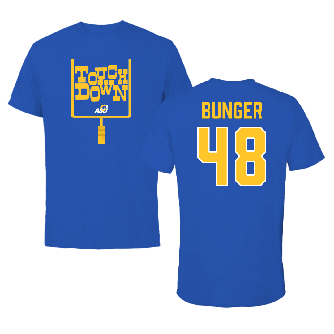 Angelo State University Football Blue Touchdown Tee - #48 Blake Bunger