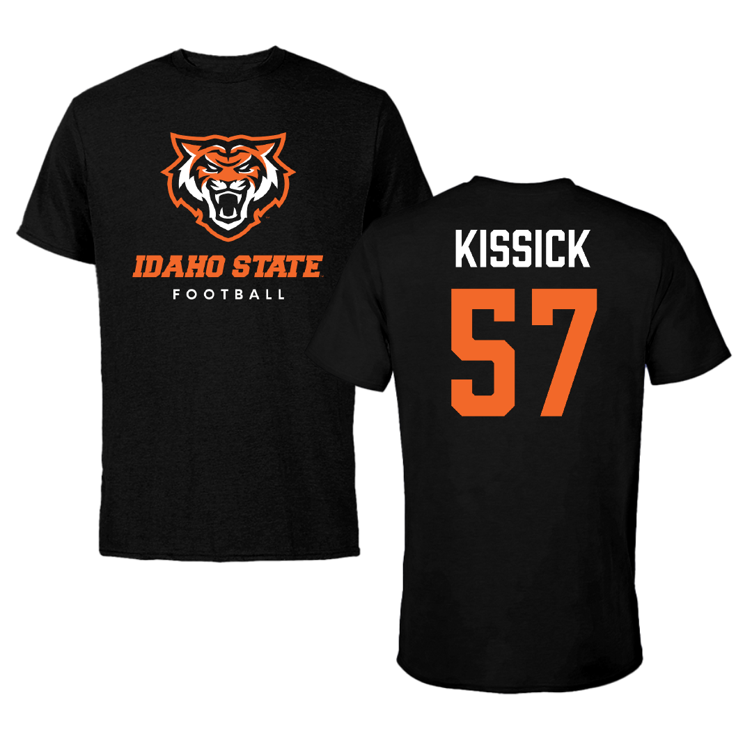 Idaho State University Football Black Tee - #57 Frank Kissick