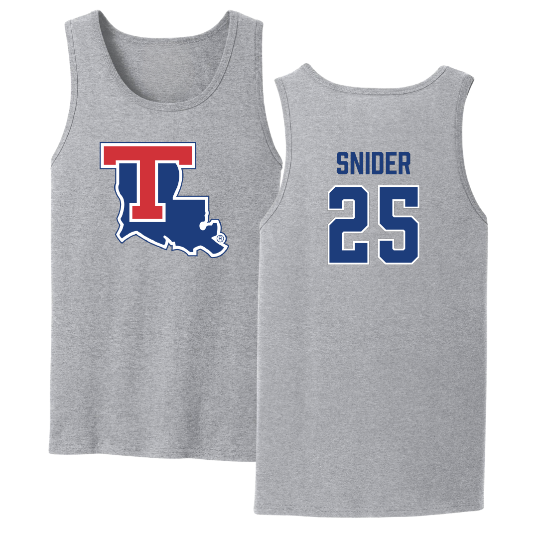 Louisiana Tech University Baseball Sport Gray Tank Top - #25 William Snider