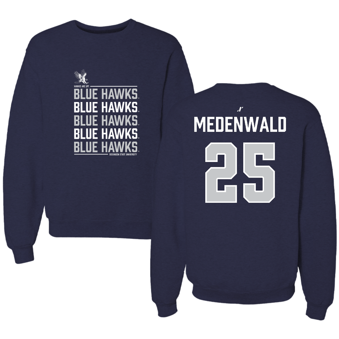 Dickinson State University Football Navy General Crewneck - #25 Rustin Medenwald