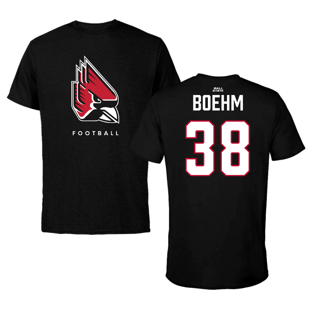 Ball State University Football Black Performance Tee - #38 Brody Boehm