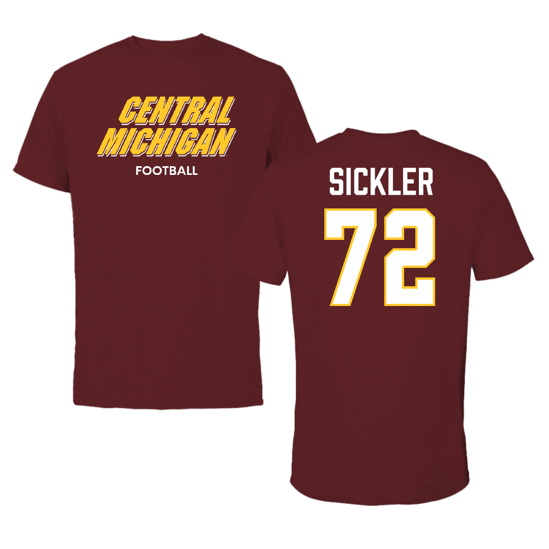 Central Michigan University Football Maroon Performance Tee - #72 Dane Sickler