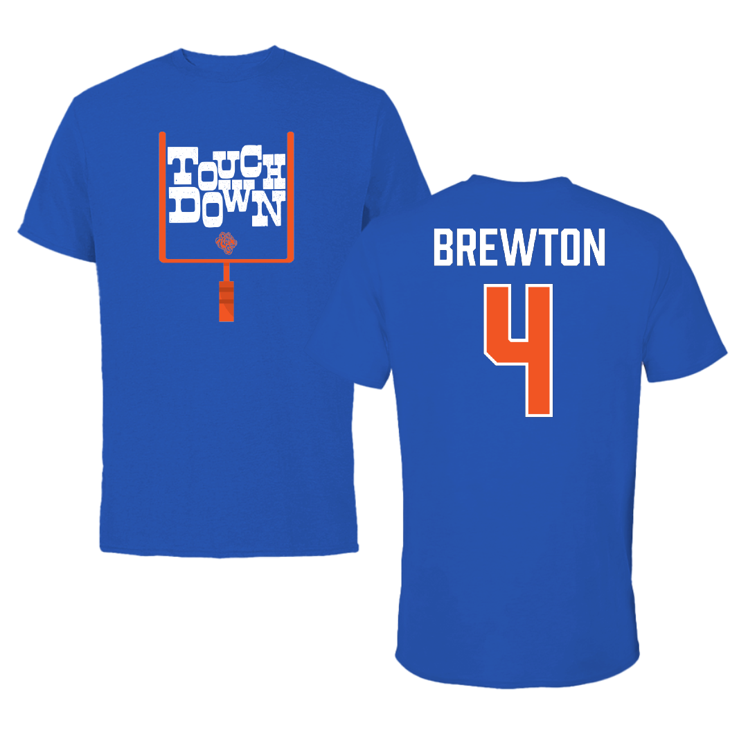 Savannah State University Football Blue Touchdown Tee - #4 Tavare Brewton