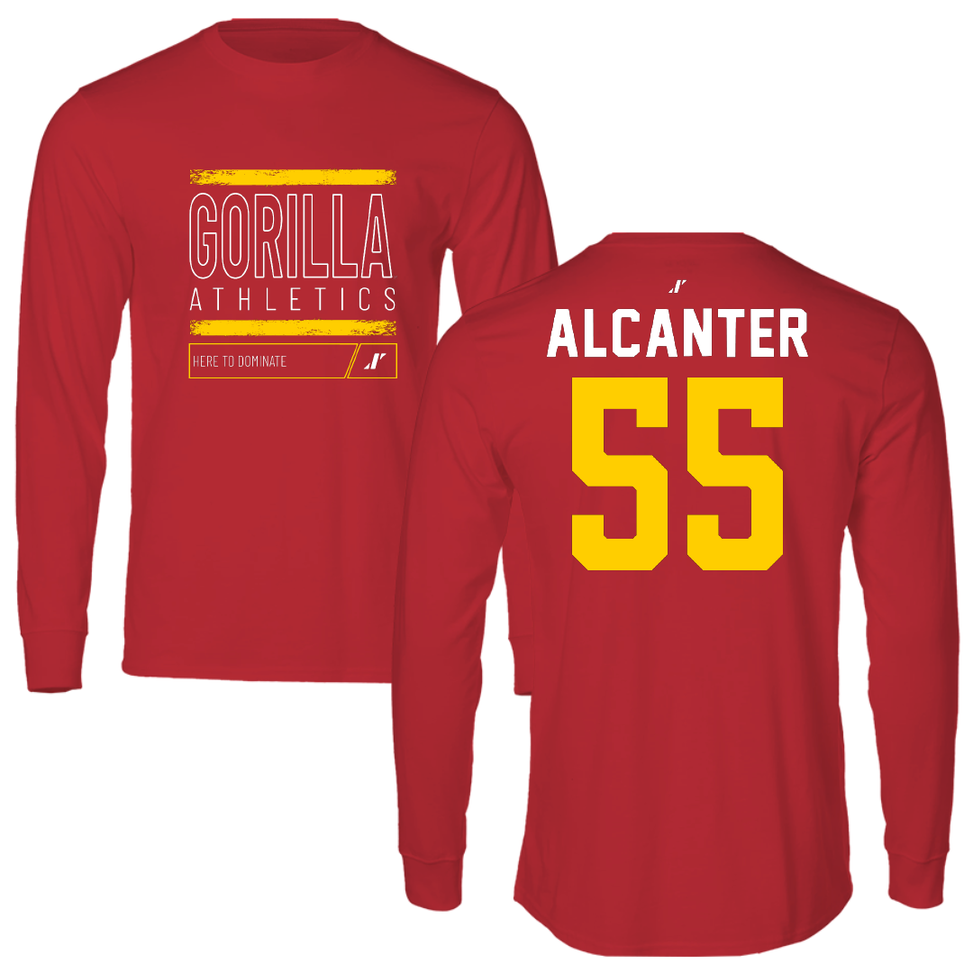 Pittsburg State University Football Red Dominate Performance Long Sleeve - #55 Rhylan Alcanter