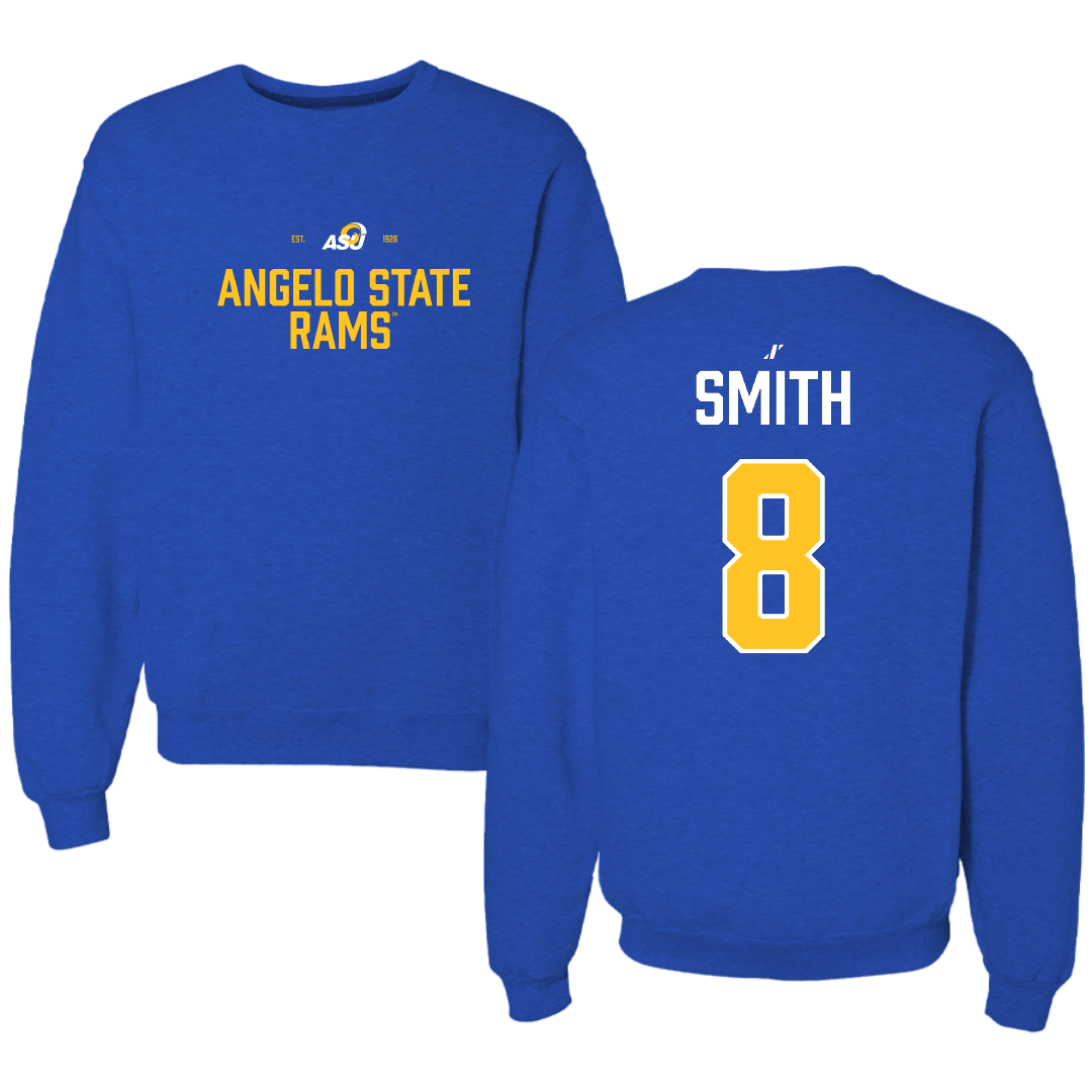 Angelo State University Football Blue General Crewneck - #8 Kaeden Smith