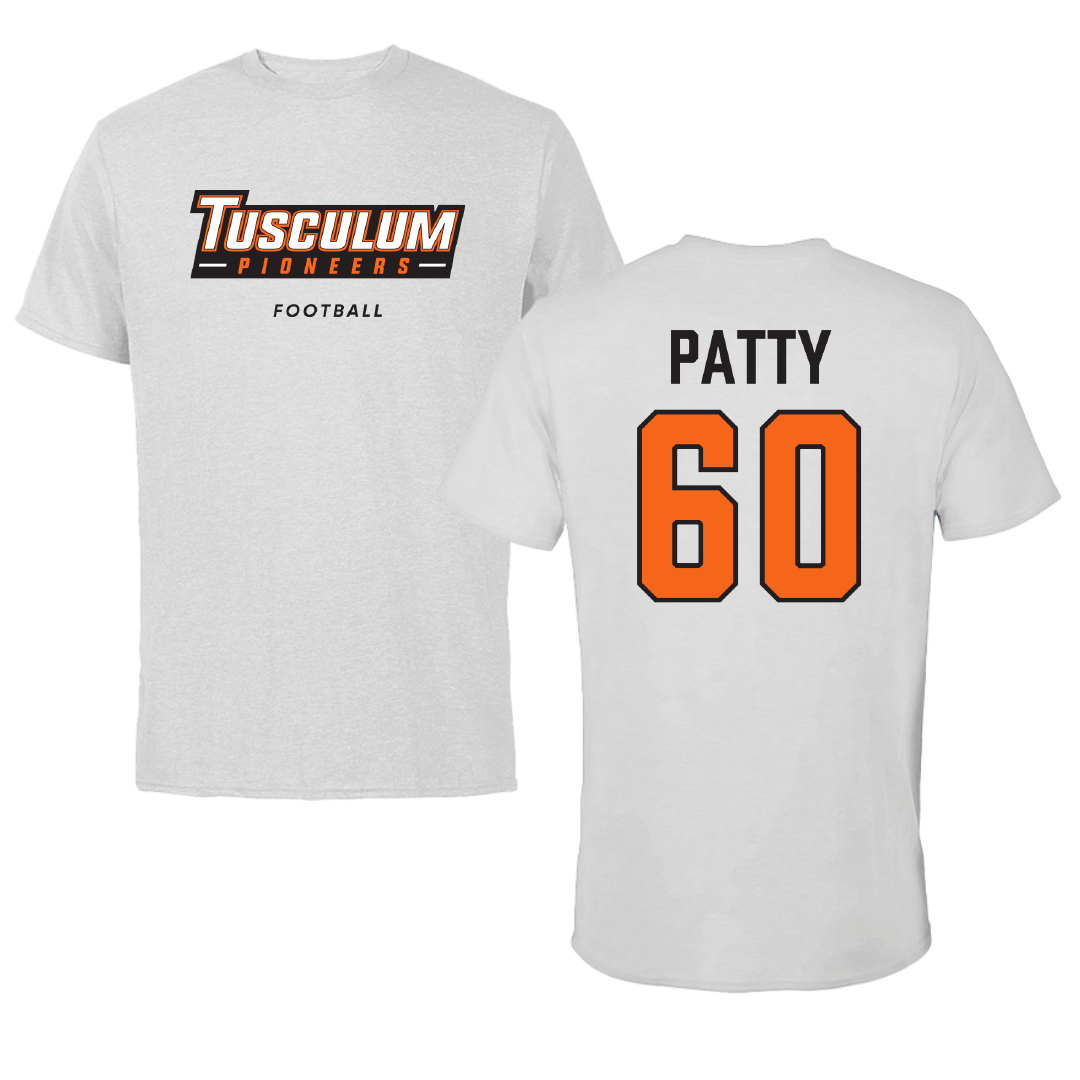 Tusculum University Football Light Gray Tee - #60 Seth Patty