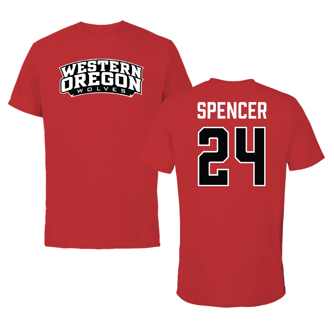 Western Oregon University Basketball (M) Red Performance Tee - #24 Liam Spencer
