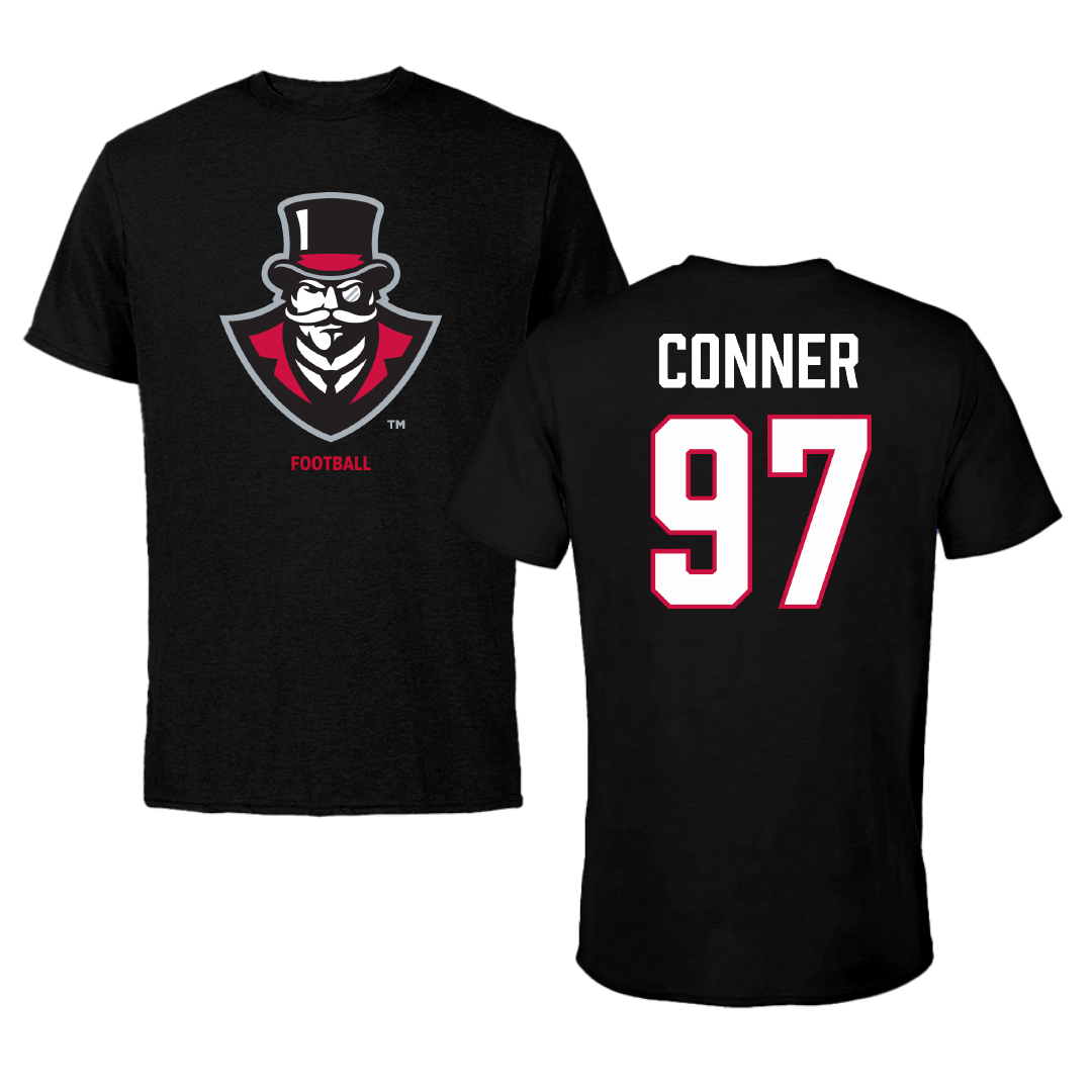Austin Peay State University Football Black Performance Tee - #97 Carson Conner