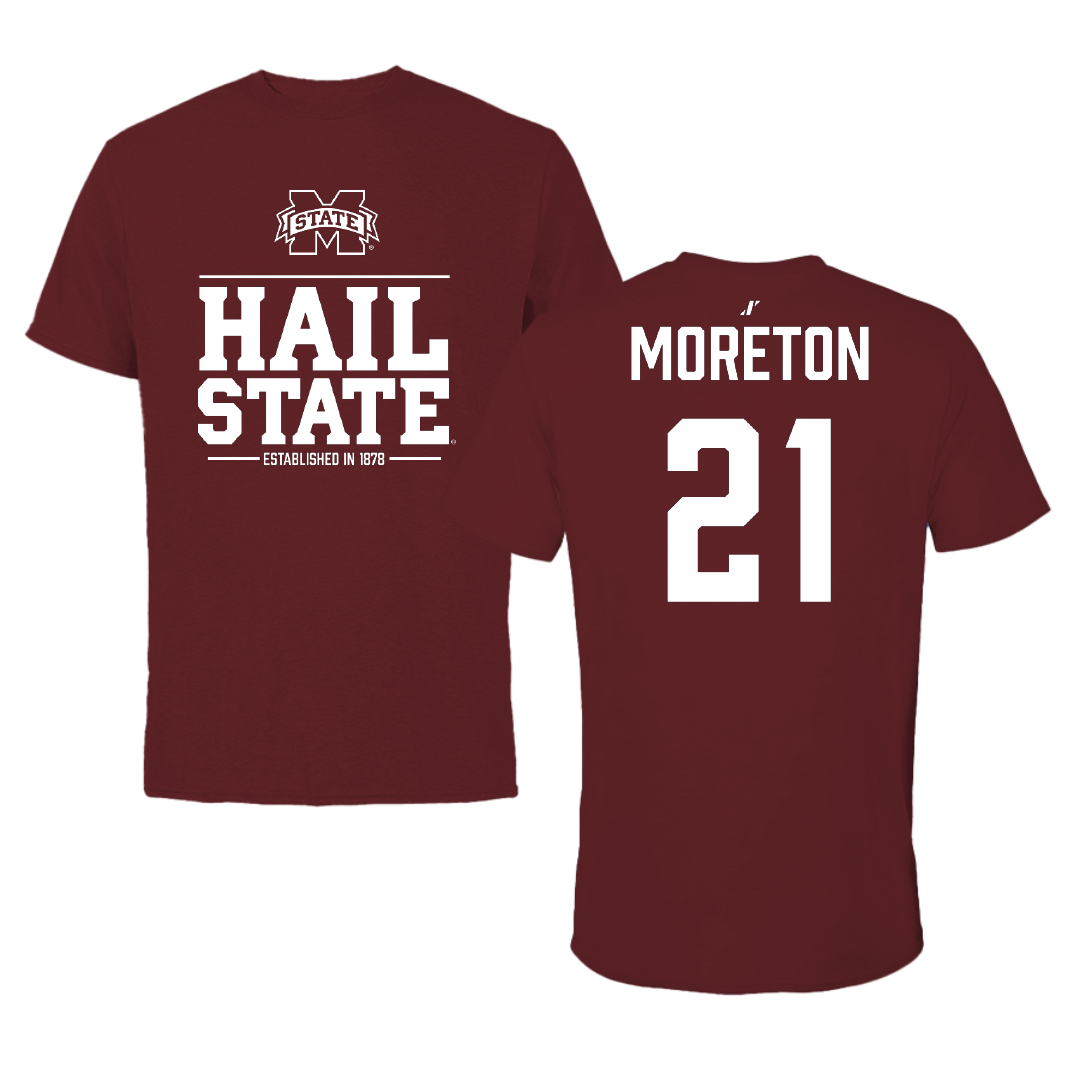 Mississippi State University Softball Maroon General Performance Tee - #21 Brinkley Moreton