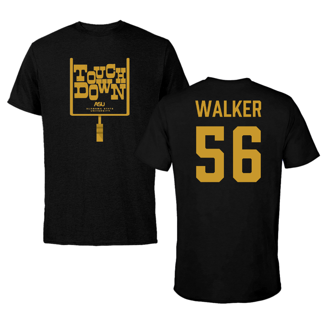 Alabama State University Football Black Touchdown Tee - #56 Elijah Walker