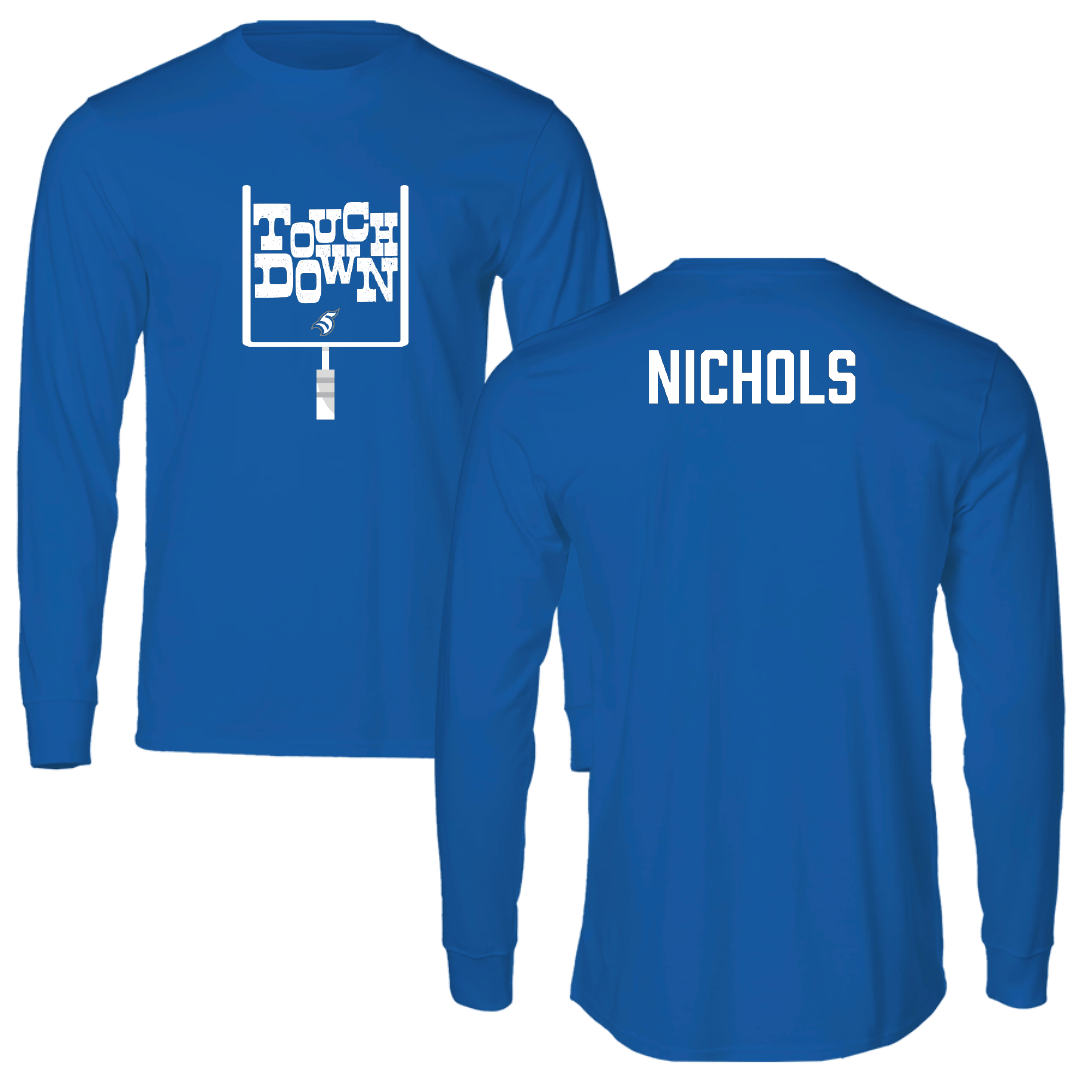 Thomas More University Football Blue Touchdown Long Sleeve - Zaiden Nichols