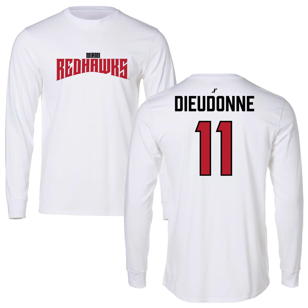 Miami University (Ohio) Softball White Classic Long Sleeve - #11 Evey Dieudonne