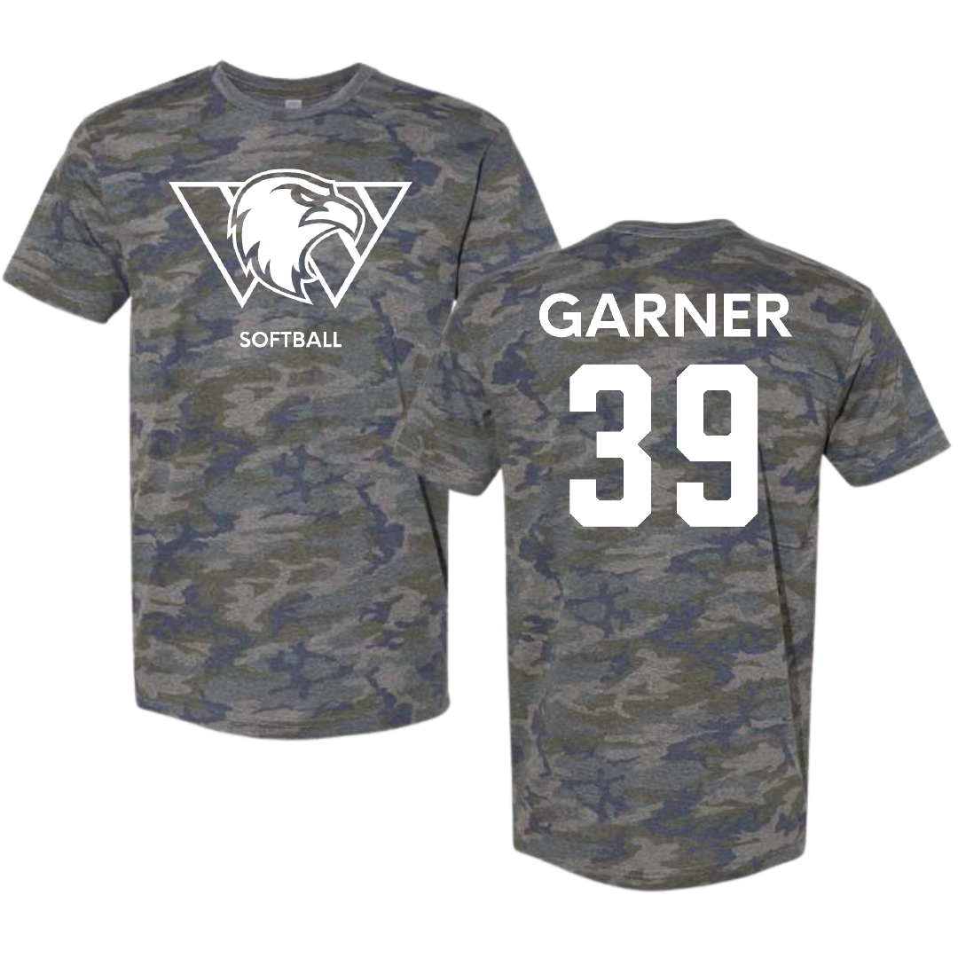 Williams Baptist University Softball Vintage Camo Tee - #39 Morgan Garner