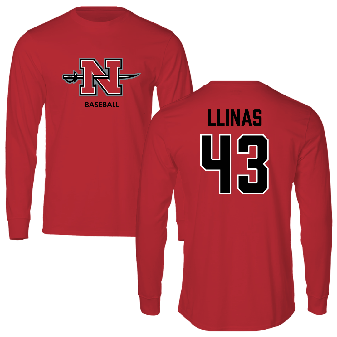 Nicholls State University Baseball Red Mascot Long Sleeve - #43 Alexander Llinas