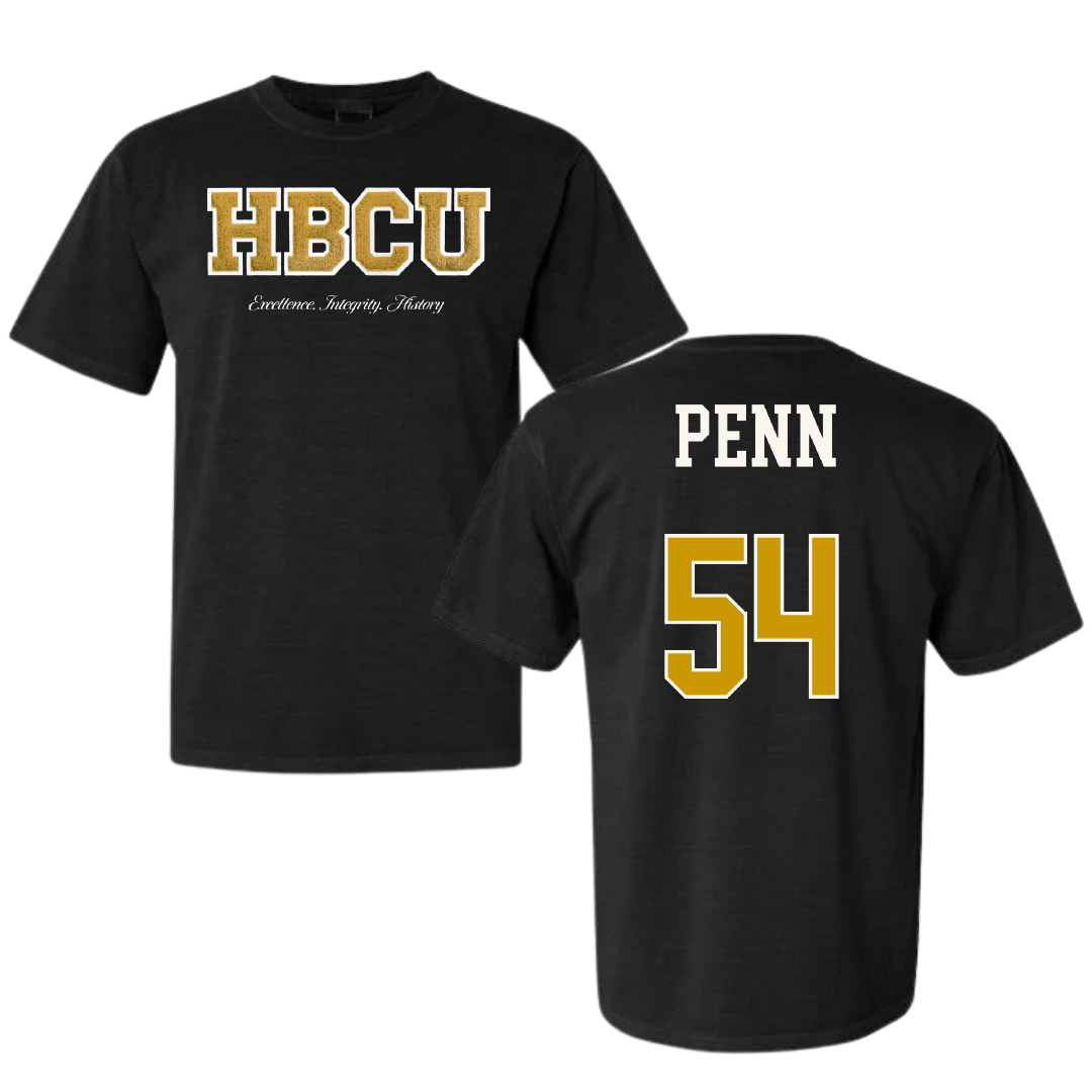 Alabama State University Football Black HBCU Varsity Comfort Colors Tee - #54 Dezmond Penn