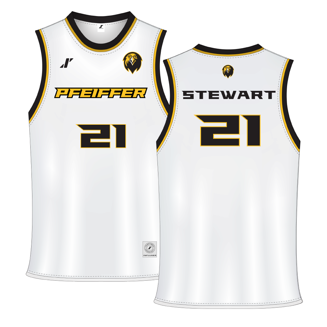 Pfeiffer University White Basketball Jersey - #21 Drake Stewart