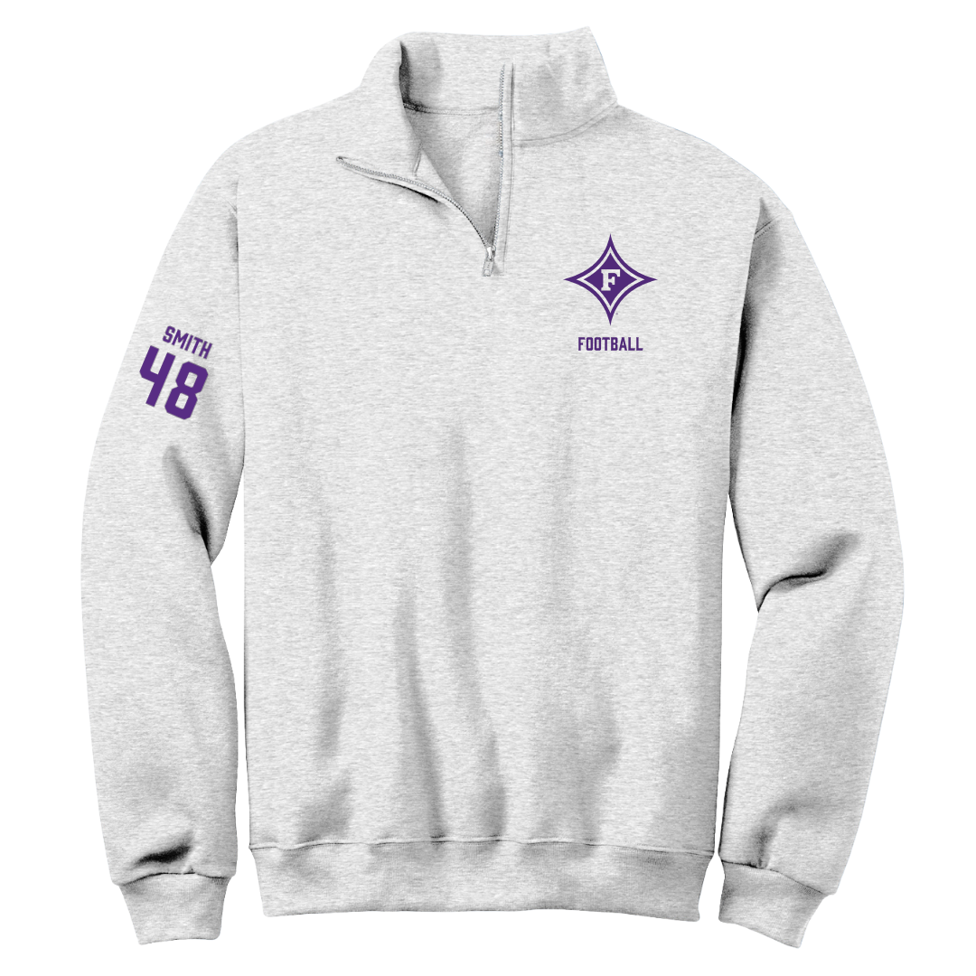 Furman University Football Light Gray Quarter-Zip - #48 Luke Smith