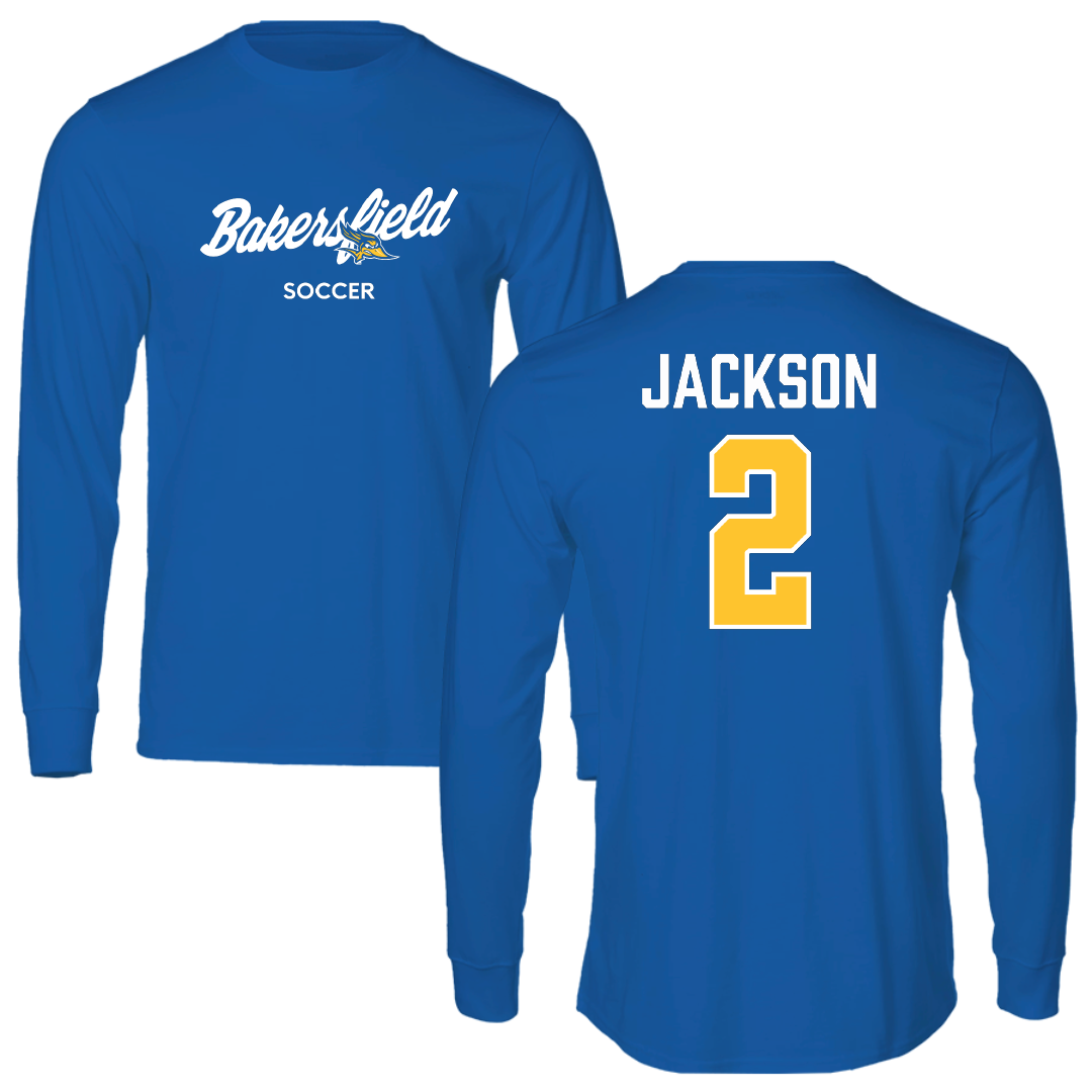 California State University-Bakersfield Soccer (M) Blue Long Sleeve - #2 Mpawenayo Jackson
