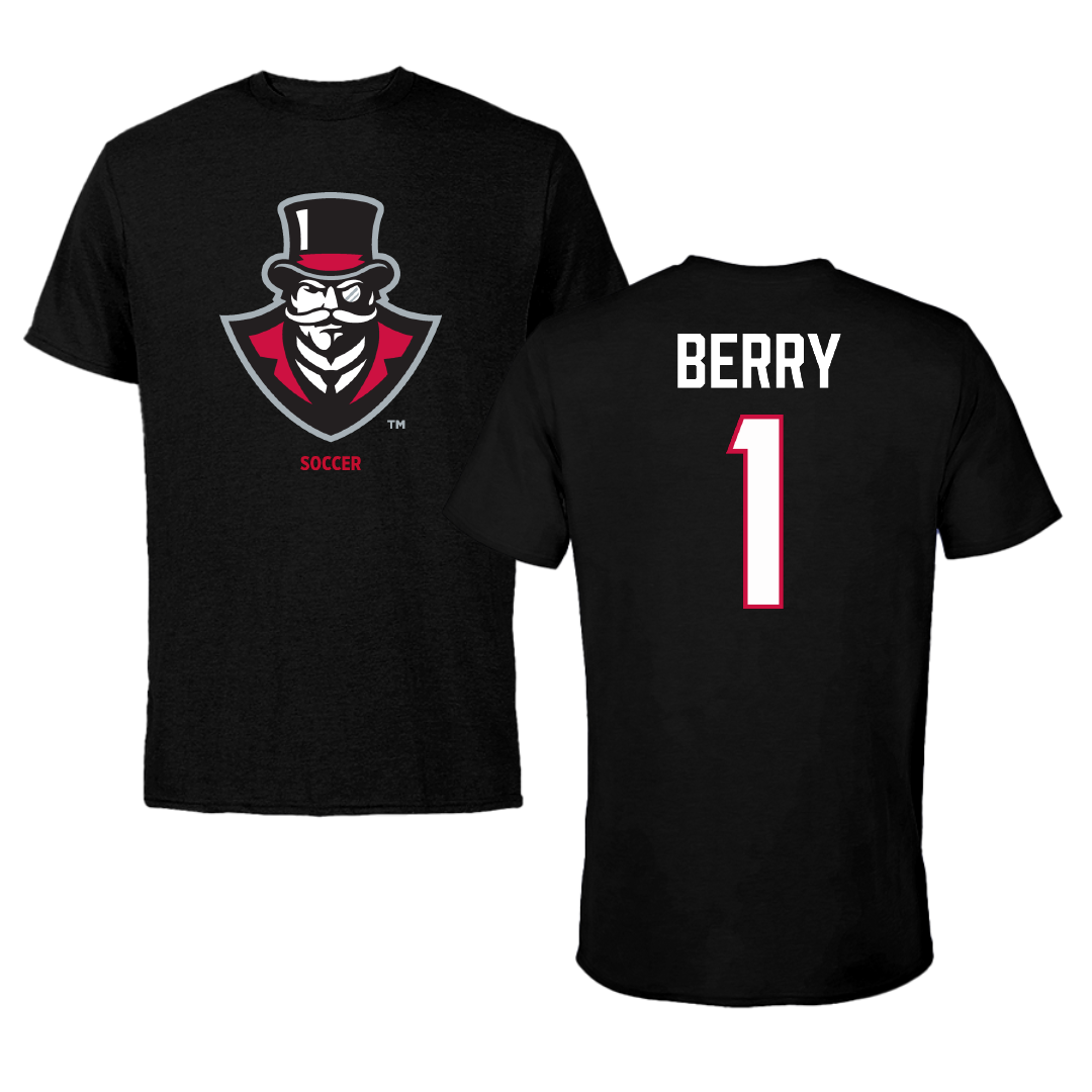 Austin Peay State University Soccer (W) Black Performance Tee - #1 Lauryn Berry