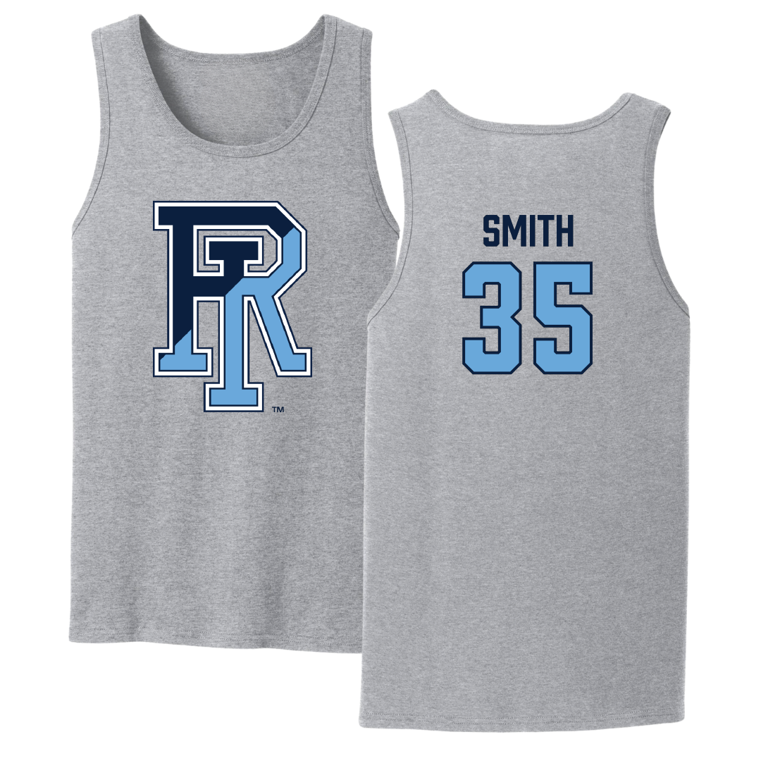University of Rhode Island Basketball Sport Gray Tank Top - #35 Jameson Smith