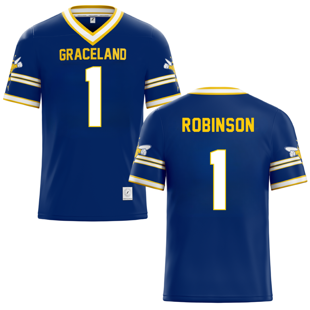 Graceland University Blue Football Jersey - Jaden Robinson