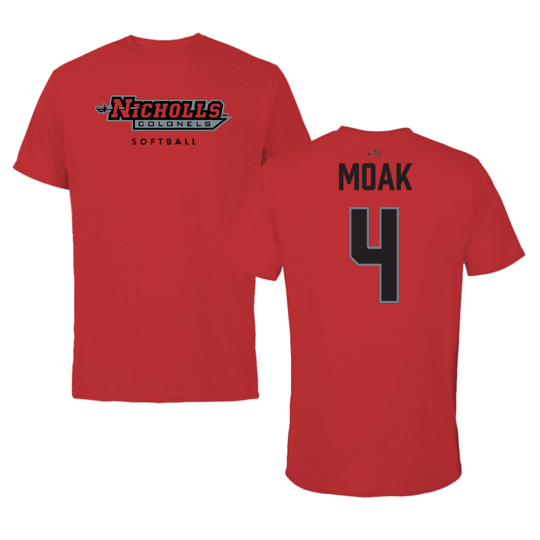 Nicholls State University Softball Red Tee - #4 Madison Moak