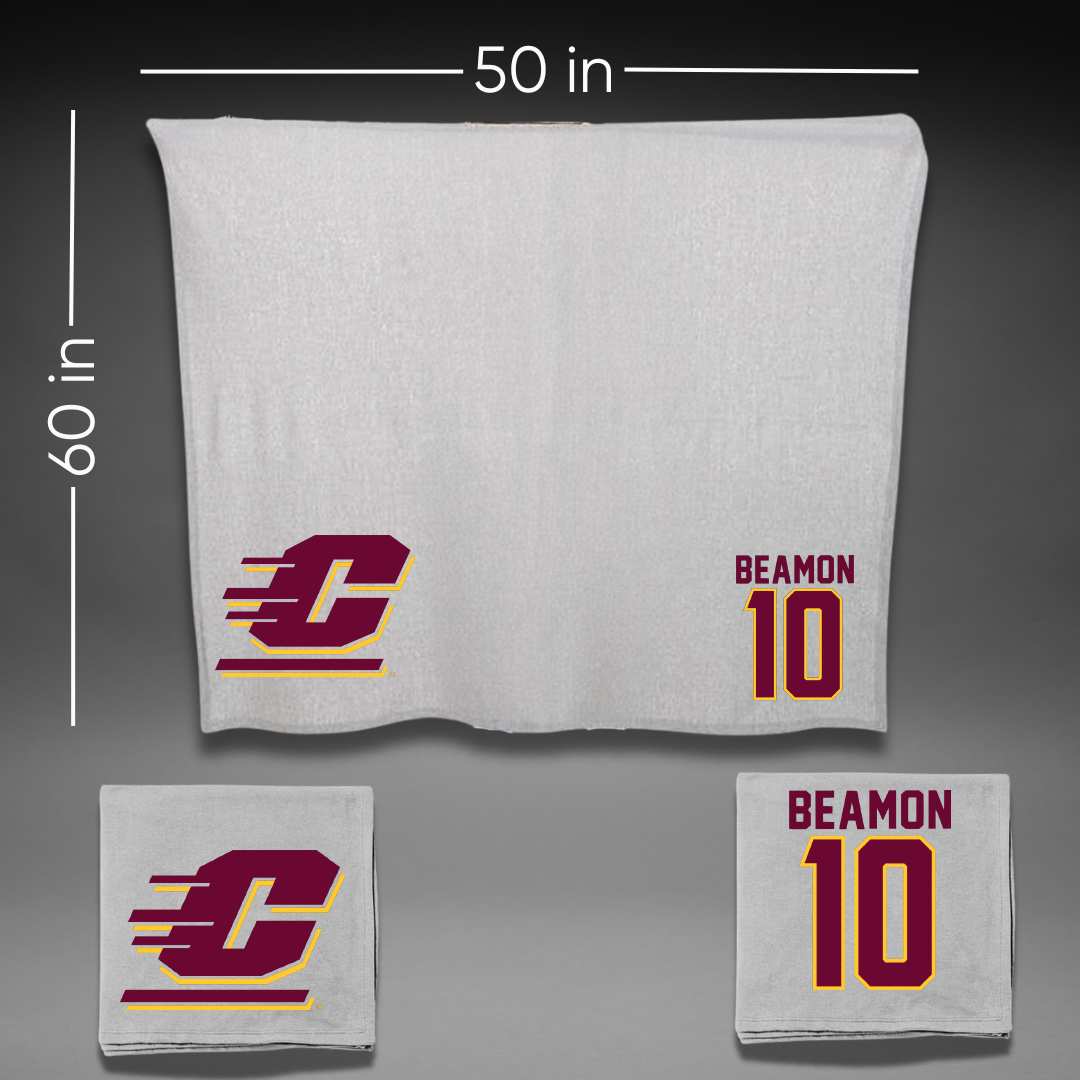 Central Michigan University Football Gray Blanket - #10 Marcus Beamon