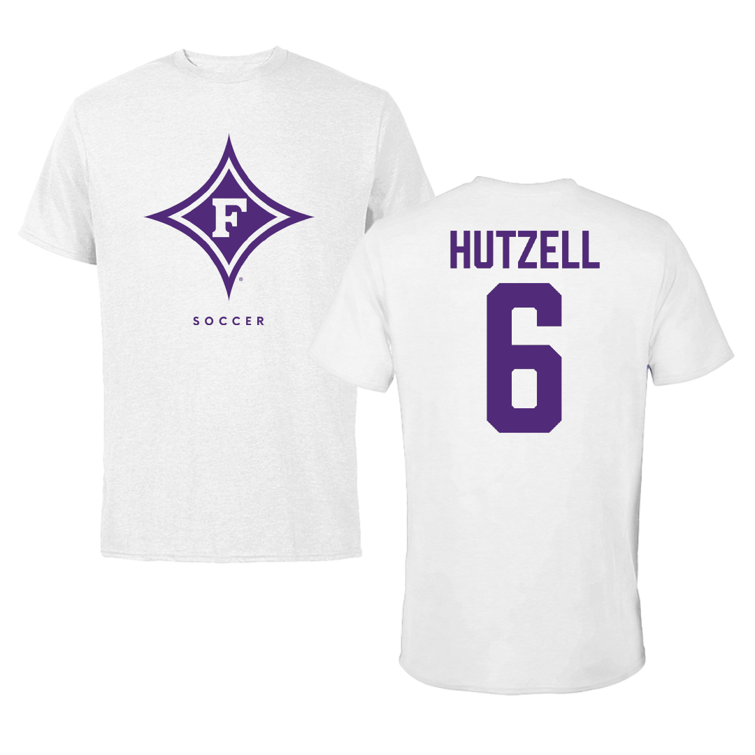 Furman University Soccer White Performance Tee - #6 Luke Hutzell