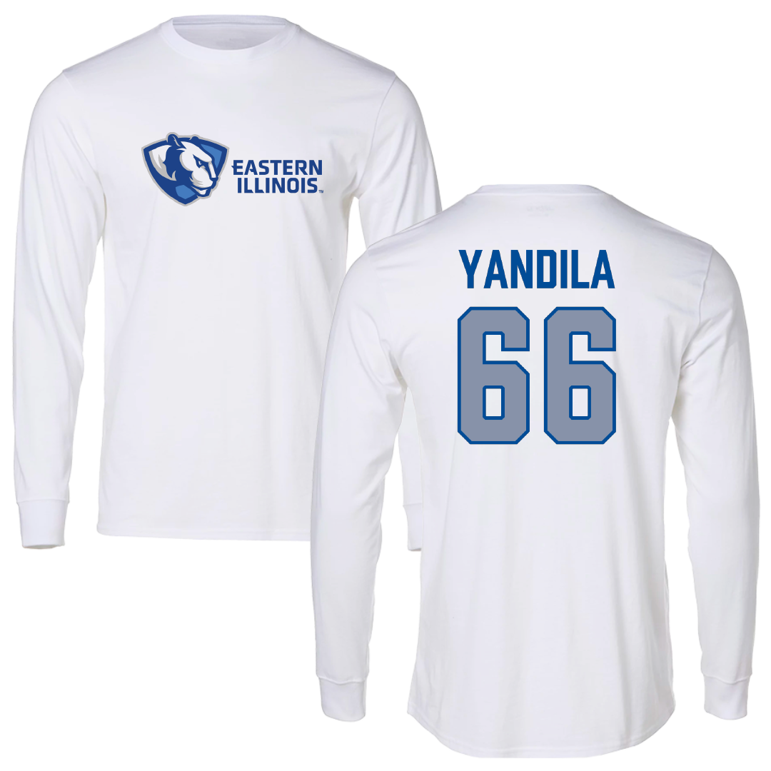Eastern Illinois University Football White Performance Long Sleeve - #66 Jordan Yandila
