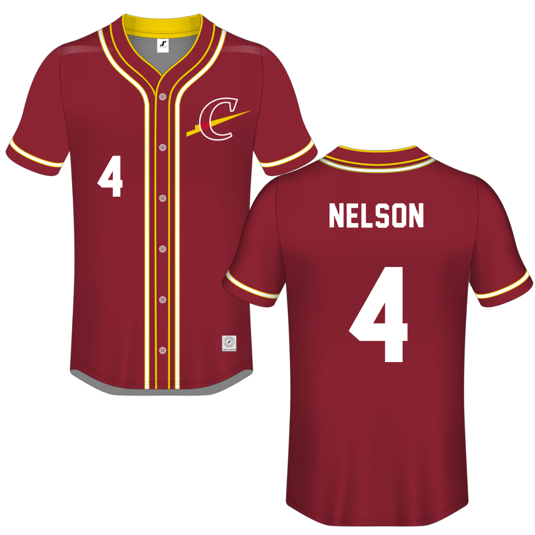 Calvin University Maroon Button-Down Jersey - #4 Logan Nelson