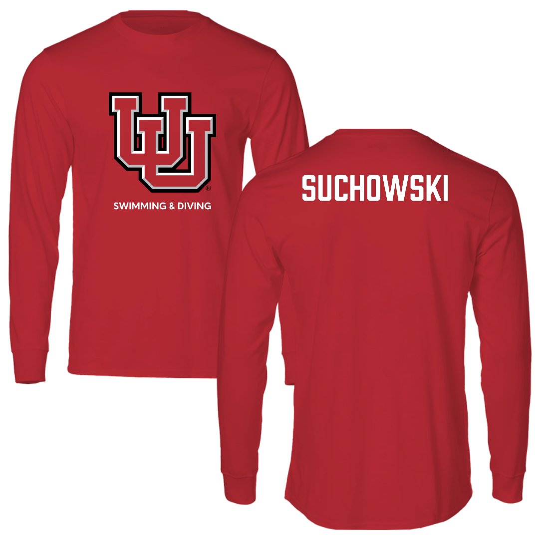 University of Utah Swimming & Diving Red Block Long Sleeve - Jake Suchowski
