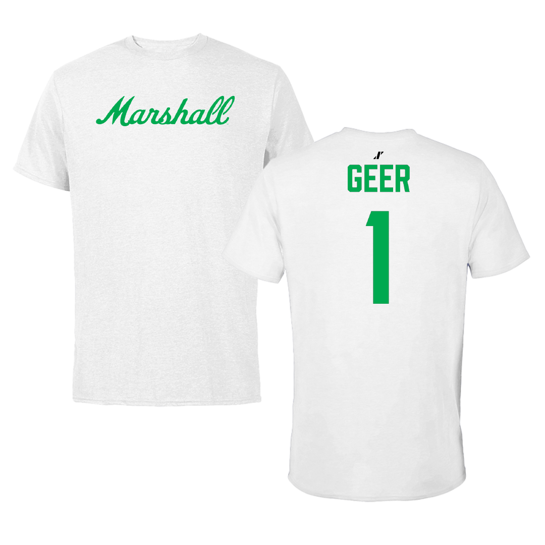 Marshall University Volleyball White Performance Tee - #1 Audrey Geer