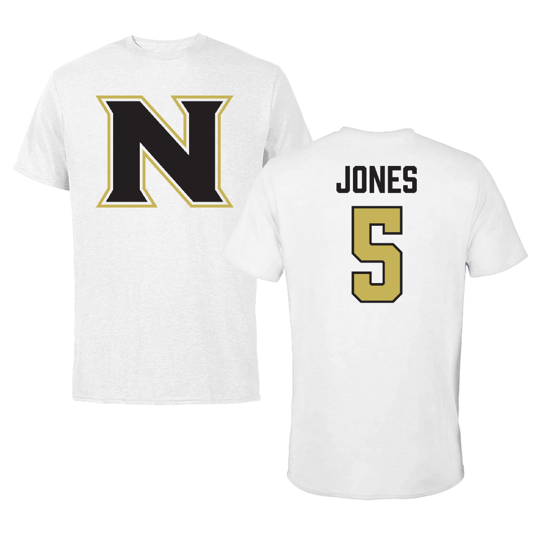 Northeastern Junior College Basketball (M) White Performance Tee - #5 Jakobe Jones