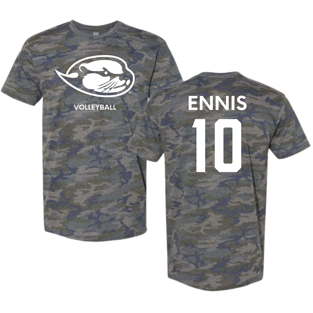Cal State Monterey Bay Volleyball (W) Vintage Camo Tee - #10 Ruby Ennis