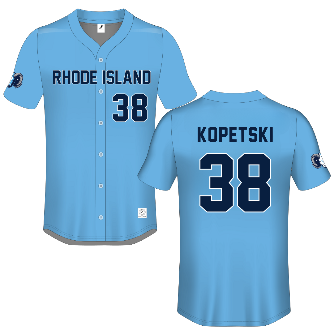 University of Rhode Island Blue Button-Down Jersey - #38 Josh Kopetski