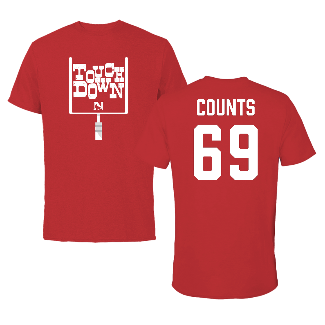 Newberry College Football Red Touchdown Tee - #69 Bryson Counts